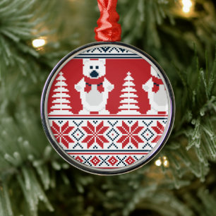 Moderne kerst sneeuwman gebreid Ornament