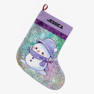Moderne kerst sneeuwman pastel Paarse Grote Kerstsok