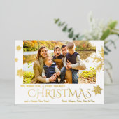 Moderne kerst sneeuwvlok Folie vakantie Kaart (Staand Voorkant)