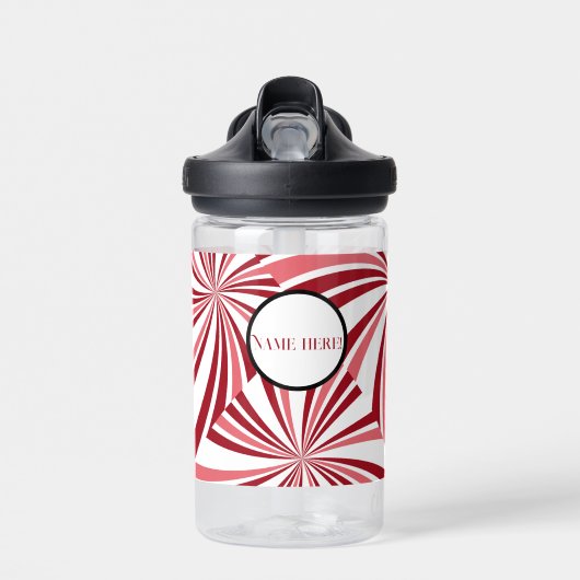 Moderne Kerst snoep riet rood wit Water Fles (Voorkant)