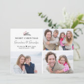 Moderne Kerst Sprig Bessen Grootouder Foto's Feestdagenkaart (Staand voorkant)