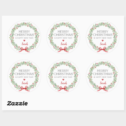 Moderne Kerst stickers - Kerstkrans (Vel)
