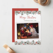 Moderne Kerst Stijlvolle Familiefoto Notitiekaartje (Voorkant / Achterkant in situ)