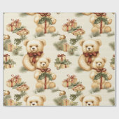 Moderne kerst Teddy Bears Cadeaupapier (Vlak)