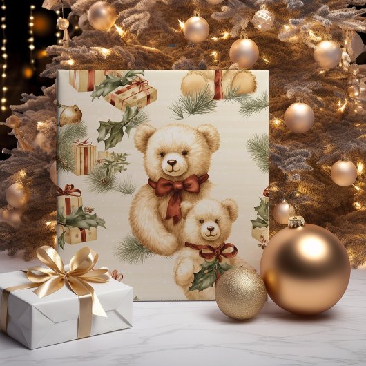 Moderne kerst Teddy Bears Cadeaupapier