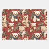 Moderne kerst Teddy Bears Inpakpapier Vel (Voorkant)