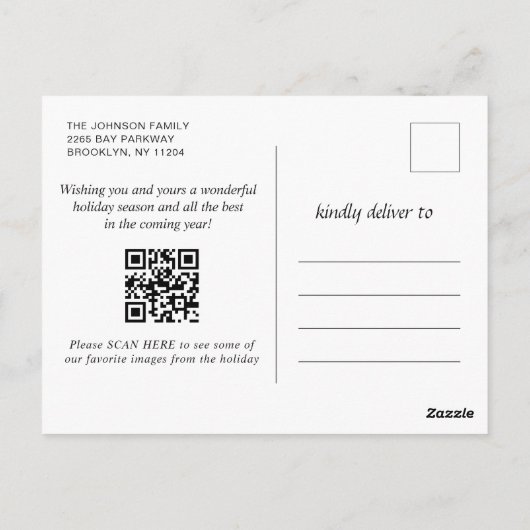 Moderne Kerst Vakantie FOTO Wenselen QR code Briefkaart (Achterkant)