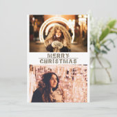 Moderne kerst vakantie fotocollage feestdagenkaart (Staand voorkant)
