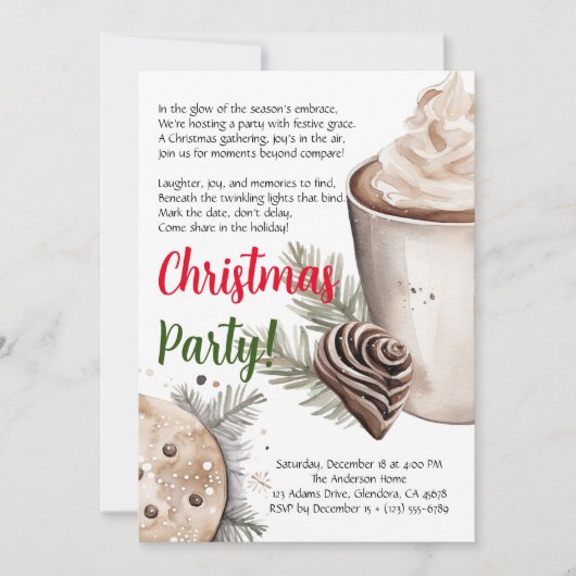 Moderne kerst vakantie gedicht Party uitnodiging (Voorkant)