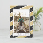 Moderne kerst van de feestdag met zwarte en gouden feestdagenkaart (Staand voorkant)