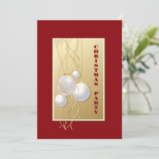 Moderne Kerst van Goud en Rood Kaart (Staand voorkant)