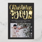 Moderne Kerst Vreugde Foto Folie Folie Feestdagenkaart (Voorkant)