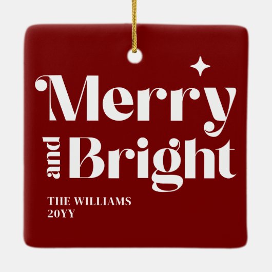 Moderne kerst vrolijk en helder keramisch ornament (Achterkant)