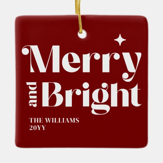 Moderne kerst vrolijk en helder keramisch ornament (Voorkant)