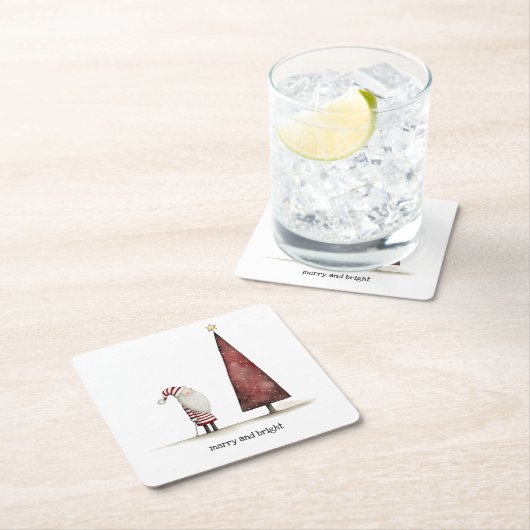 Moderne Kerst Vrolijk en Heldere Winter Kartonnen Onderzetters (Insitu)