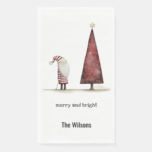 Moderne Kerst Vrolijk en Heldere Winter Servet (Voorkant)