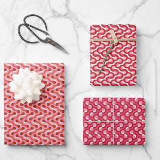 Moderne Kerst Wavige Geometrische Streep in Kracht Inpakpapier Vel