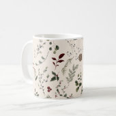 Moderne Kerst Wildflower Naam Monogram Patroon Koffiemok (Voorkant links)