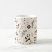 Moderne Kerst Wildflower Naam Monogram Patroon Koffiemok (Center)