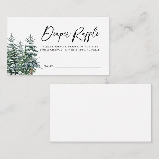 Moderne Kerst Winter Baby shower Luier Raffle Informatiekaartje (Voorkant / Achterkant)