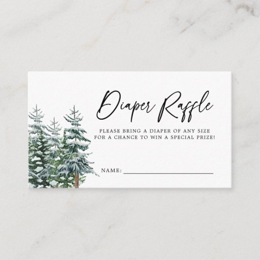 Moderne Kerst Winter Baby shower Luier Raffle Informatiekaartje (Voorkant)