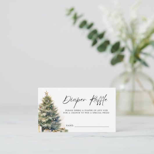Moderne Kerst Winter Baby shower Luier Raffle Informatiekaartje (Staand voorkant)