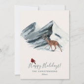 Moderne Kerst Winter Berg Scene Foto Feestdagenkaart (Voorkant)