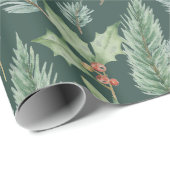 Moderne Kerst Winter Vakantie Bloemen Patroon Cadeaupapier (Rol Hoek)