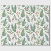 Moderne Kerst Winter Vakantie Bloemen Patroon Cadeaupapier (Vlak)