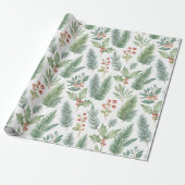 Moderne Kerst Winter Vakantie Bloemen Patroon Cadeaupapier (Uitgerold)