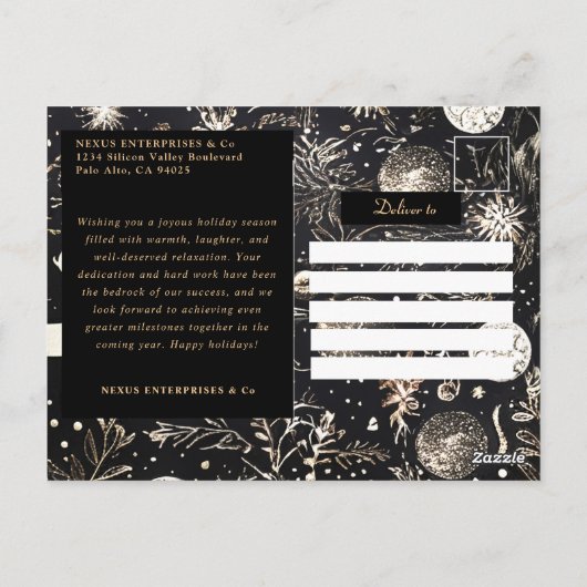 Moderne Kerst Zakelijk Vakantiefeest Briefkaart (Achterkant)