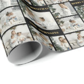 Moderne Kerst Zwart & Goud 6 Fotocollage Cadeaupapier (Rol Hoek)