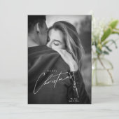 Moderne Kerst Zwart-wit paar foto Feestdagenkaart (Staand voorkant)