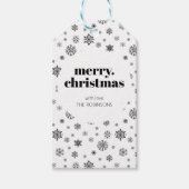Moderne Kerst Zwart-wit Sneeuwvlok Patroon Cadeaulabel (Voorkant)