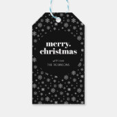 Moderne Kerst Zwart-wit Sneeuwvlok Patroon Cadeaulabel (Achterkant)