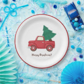 Moderne kerstauto met kerstboom Cla Papieren Bordje (Feest)