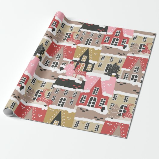 Moderne kerstavond cadeaupapier (Uitgerold)