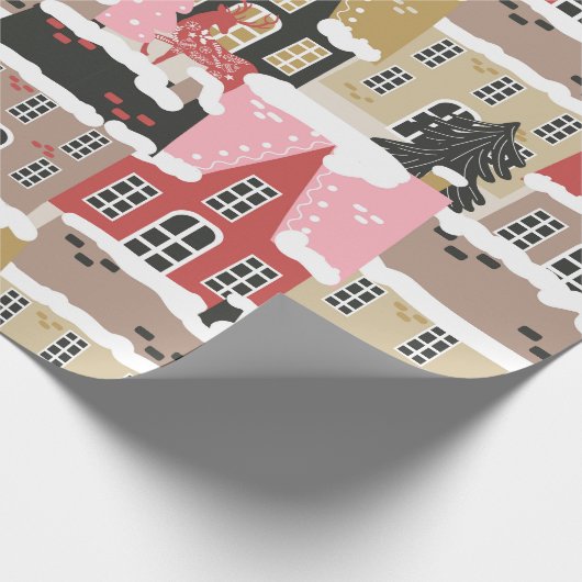 Moderne kerstavond cadeaupapier (Hoek)