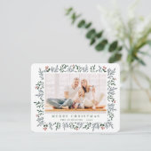 Moderne kerstavond en botanische bessen feestdagenkaart (Staand voorkant)