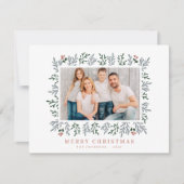 Moderne kerstavond en botanische bessen feestdagenkaart (Voorkant)