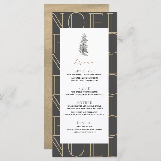 Moderne kerstavond met NOEL-patroon Menu (Voorkant / Achterkant)