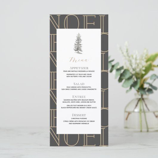 Moderne kerstavond met NOEL-patroon Menu (Staand voorkant)