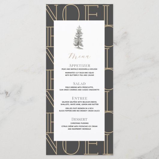 Moderne kerstavond met NOEL-patroon Menu (Voorkant)
