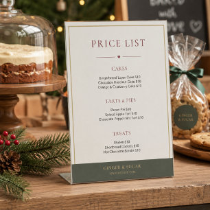 Moderne Kerstbakkerij Prijslijst Reclamebord Met Voetstuk