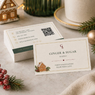 Moderne Kerstbakkerij QR-code Visitekaartje