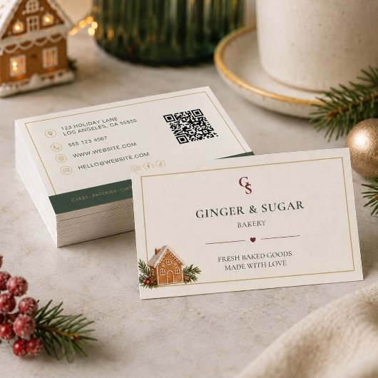 Moderne Kerstbakkerij QR-code Visitekaartje