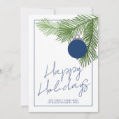 Moderne Kerstbal - Groen - Marine Niet Foto Feestdagenkaart (Voorkant)