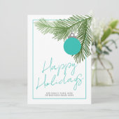 Moderne Kerstbal - Groen - Turquoise Niet-Foto Feestdagenkaart (Staand voorkant)