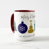 Moderne Kerstbal Sneeuwvlok Dennenboom Kerstmis Mok (Voorkant links)