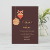 Moderne Kerstballen Bruiloft Kaart (Staand voorkant)